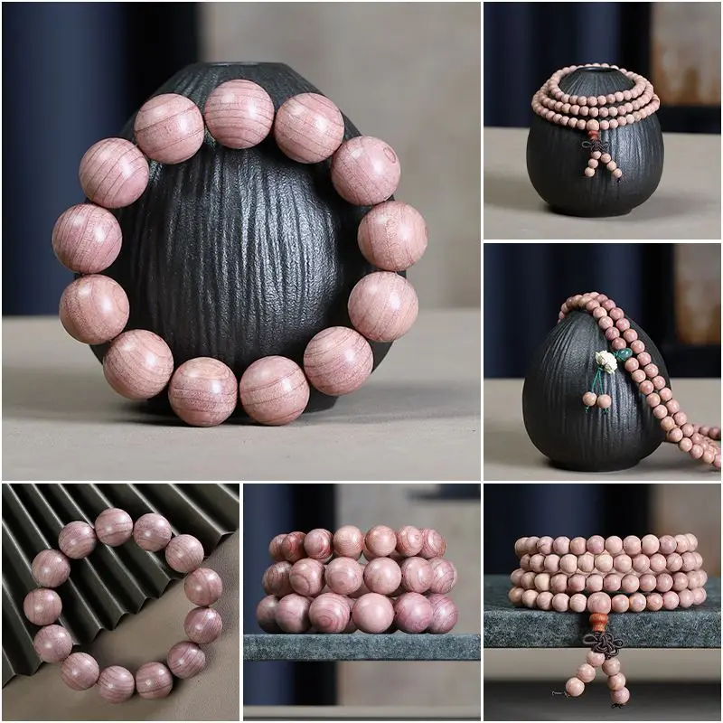 Natural Blood Cedar Bracelet Single Circle Buddha Bead Multi-Circle Hand String Hand Rosary Handheld WenPlay All-Match Jewelry