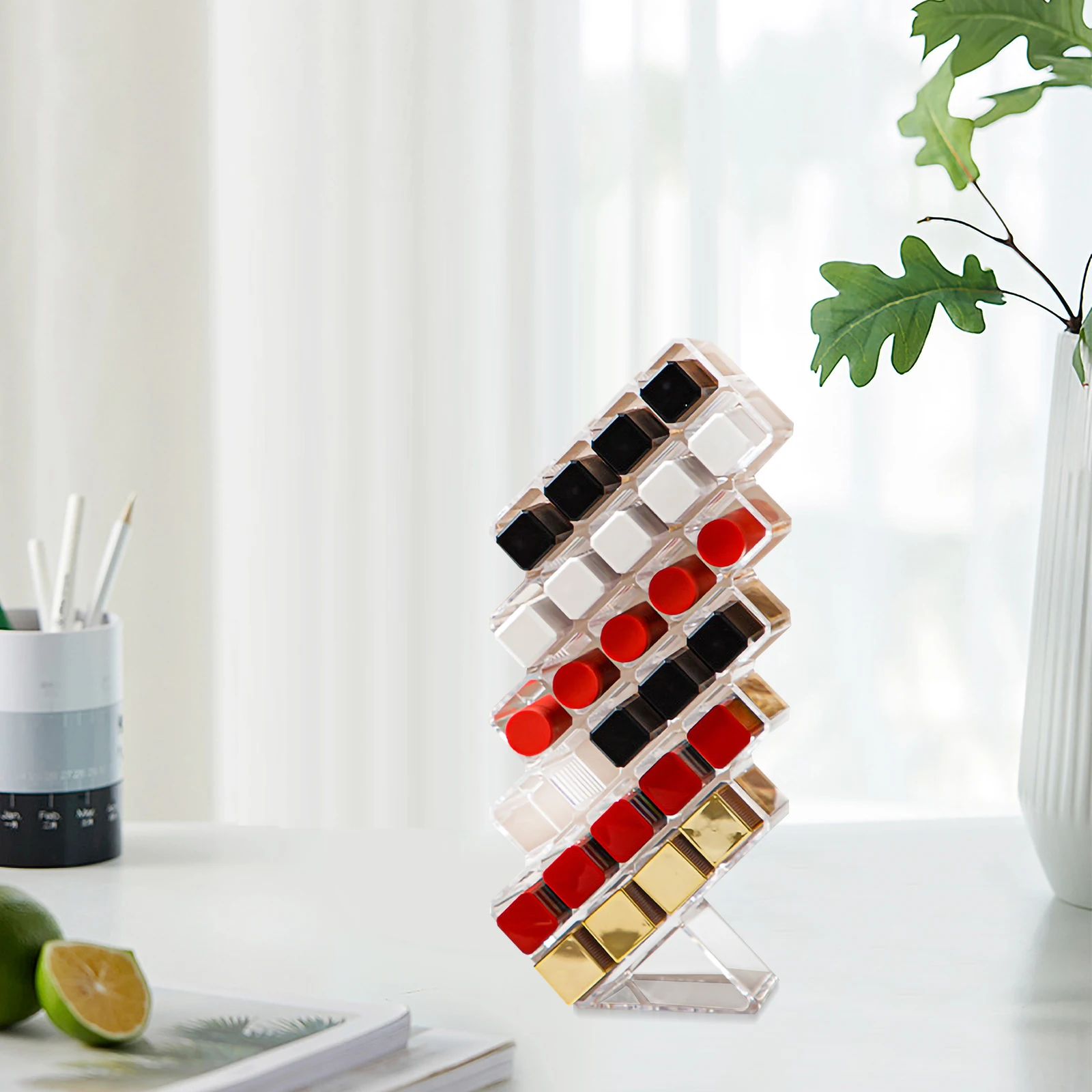 

Lipstick Holder Transparent Acrylic Large Capacity Desktop Travel Rack Storage Box Gloss Display Shelf Household Bedroom Supply