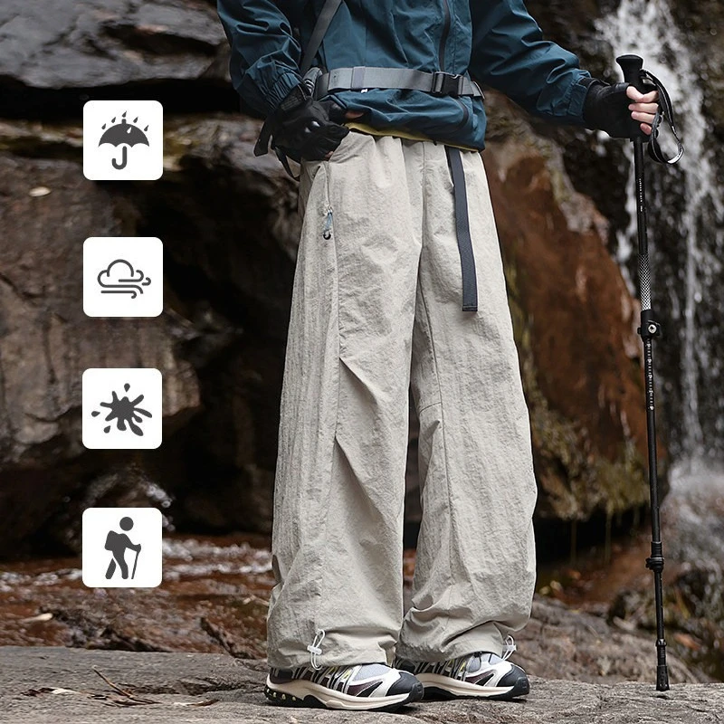 

Мужские водостойкие плиссированные брюки, одежда для походов на открытом воздухе, ветрозащитная, устойчивая к пятнам, регулируемая талия