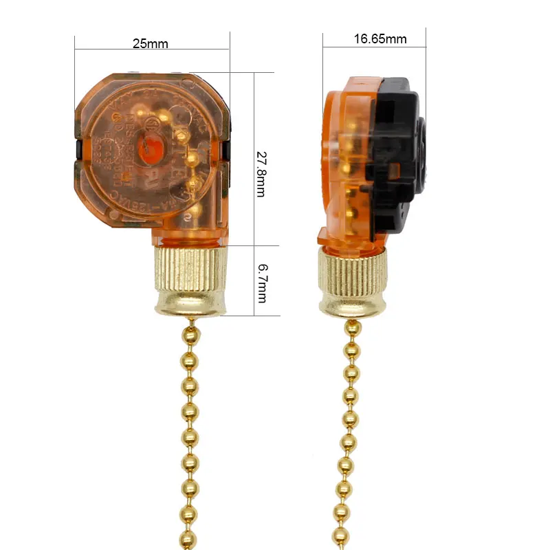 Home Ceiling Fan Light Lamp Replacement Parts 3position 4 Wire Pull Chain Control light Switches pull switch