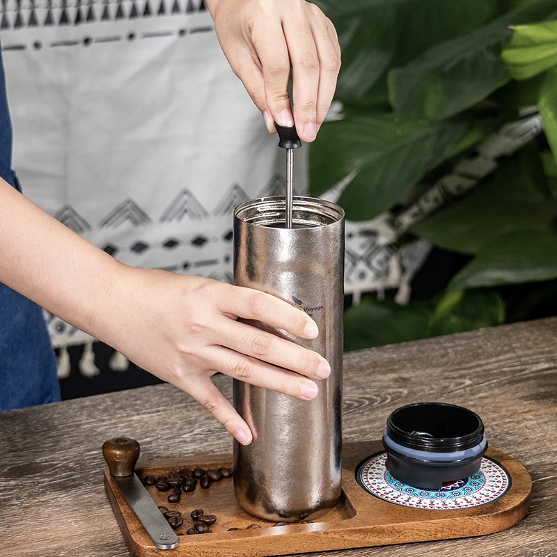 

Boundless Voyage 450ml Titanium French Press Coffee Flask Double-Walled Insulated Vacuum Thermos Portable Tea Water Bottle