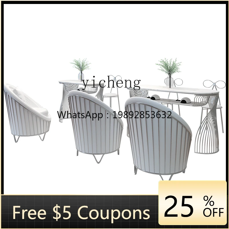 

Modern Simple Nail Table and Chair Set Silver Nail Table Single Double Special Offer Double-Layer Nail Table
