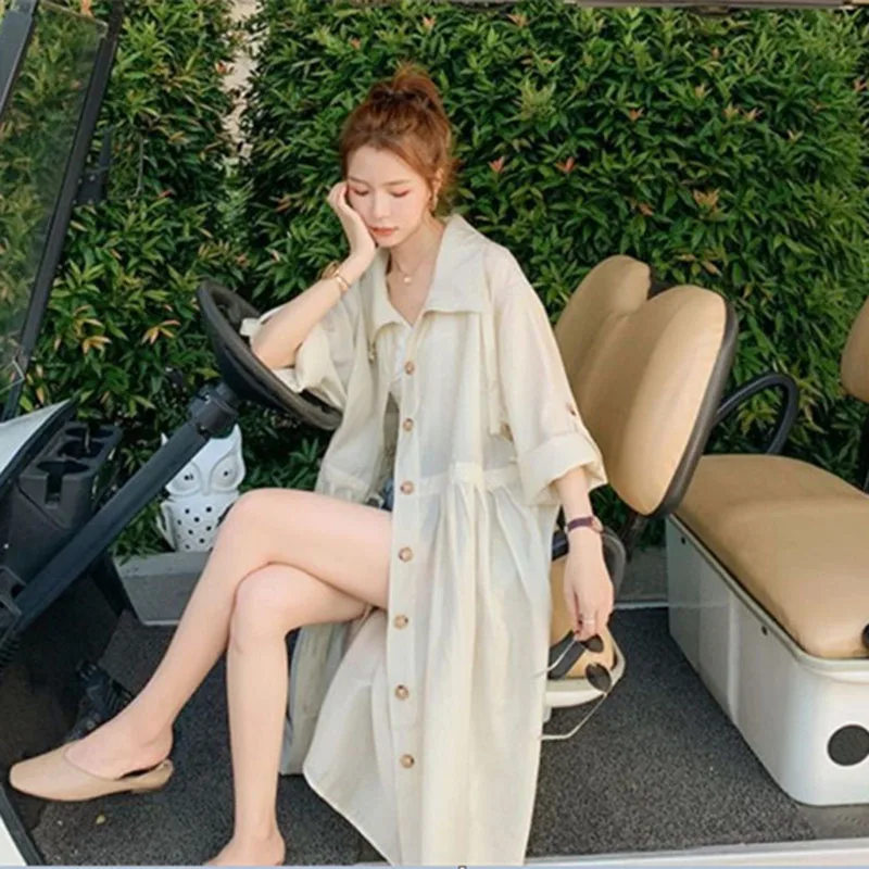 2026 frauen Sonnenschutz Kleidung Frühling Sommer Neue Lose Elegante Hemd Kleid Vielseitig Gut aussehende Frau Windjacke Oberbekleidung