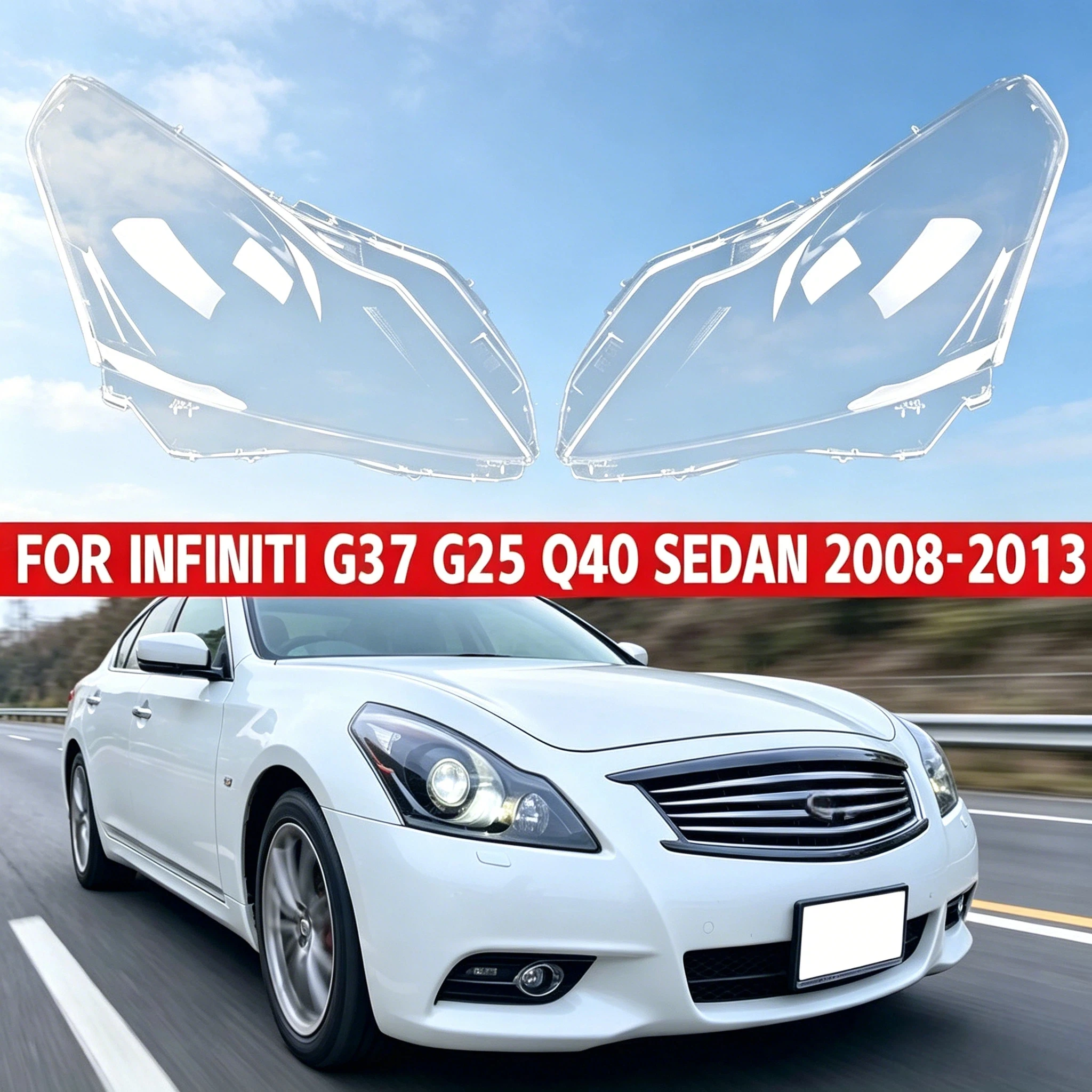 

For Infiniti G Series G37 G35 G25 2008 2009 2010 2011 2012 2013 Car Headlight Cover Clear Lens Shell dust cover for headlights