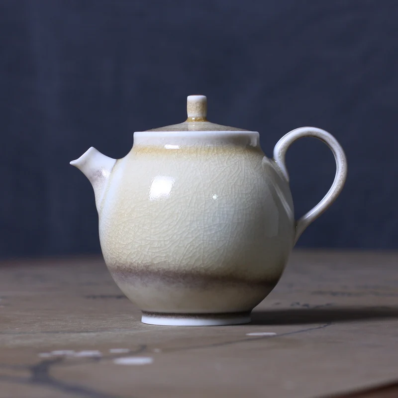 Chinese Kung Fu Tea Set Stoneware Teapot High Temperature Kiln Baked Side Handle Little Teapot Single Teapot Handmade Teapot Bal