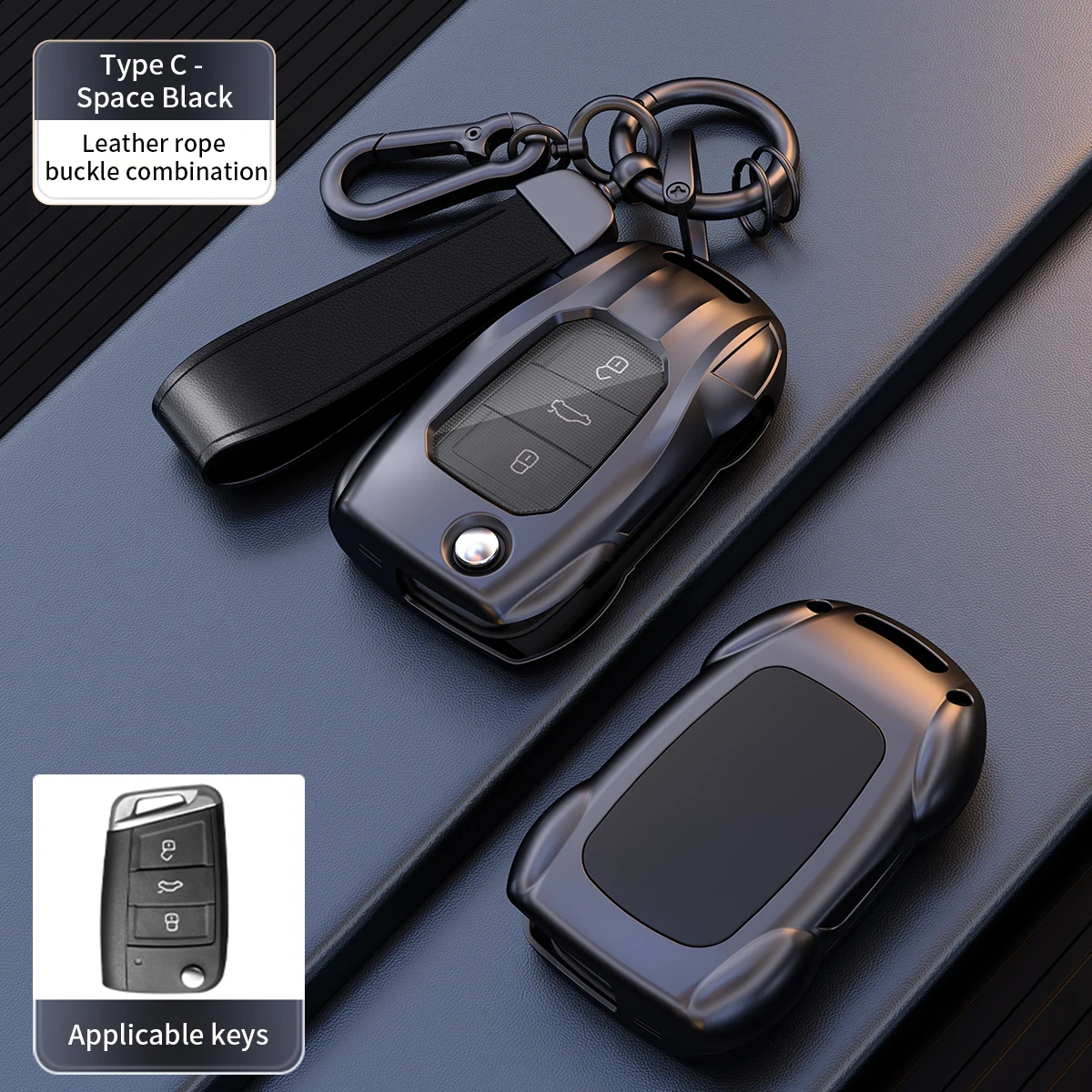 Zinc Alloy Car Styling Car Key Cover Fob Case Shell Chain For VW Volkswagen Golf 7 MK7 Tiguan MK2 T-roc T-cross Accessories