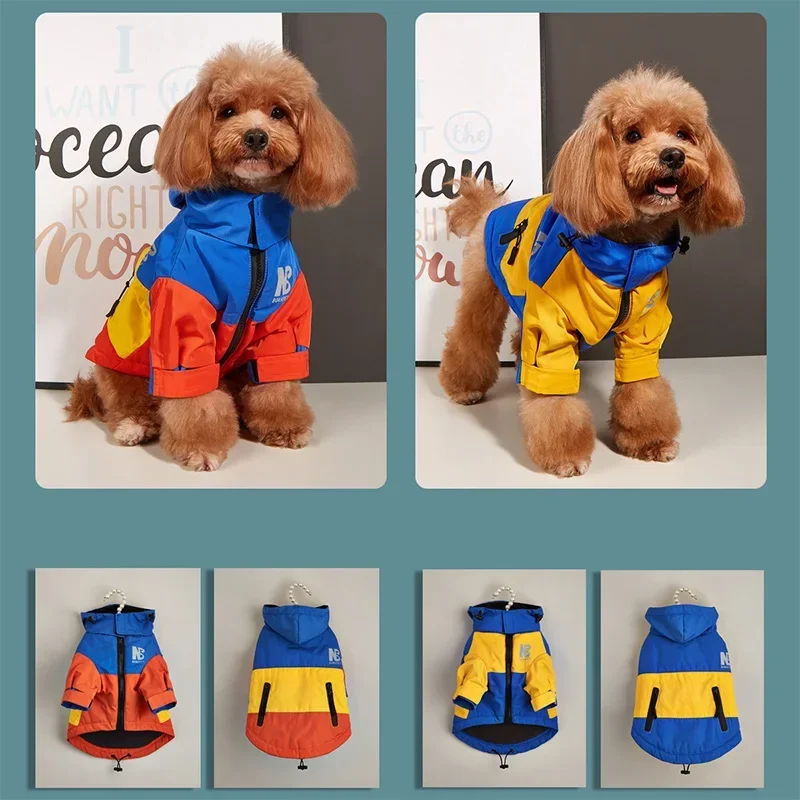 New Pet Dog Clothes for Small Large Dogs Jacket Windbreaker for Puppy Autumn Winter Waterproof Warm Raincoat Teddy Clothing