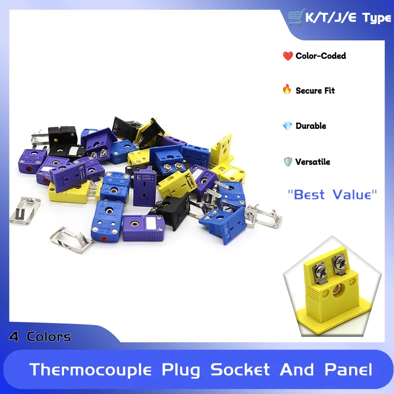 

1Pcs K/T/J/E Type Thermocouple Plugs and Sockets Sensor Panel Mount Thermocouple Miniature Socket & Plug WIre Connector