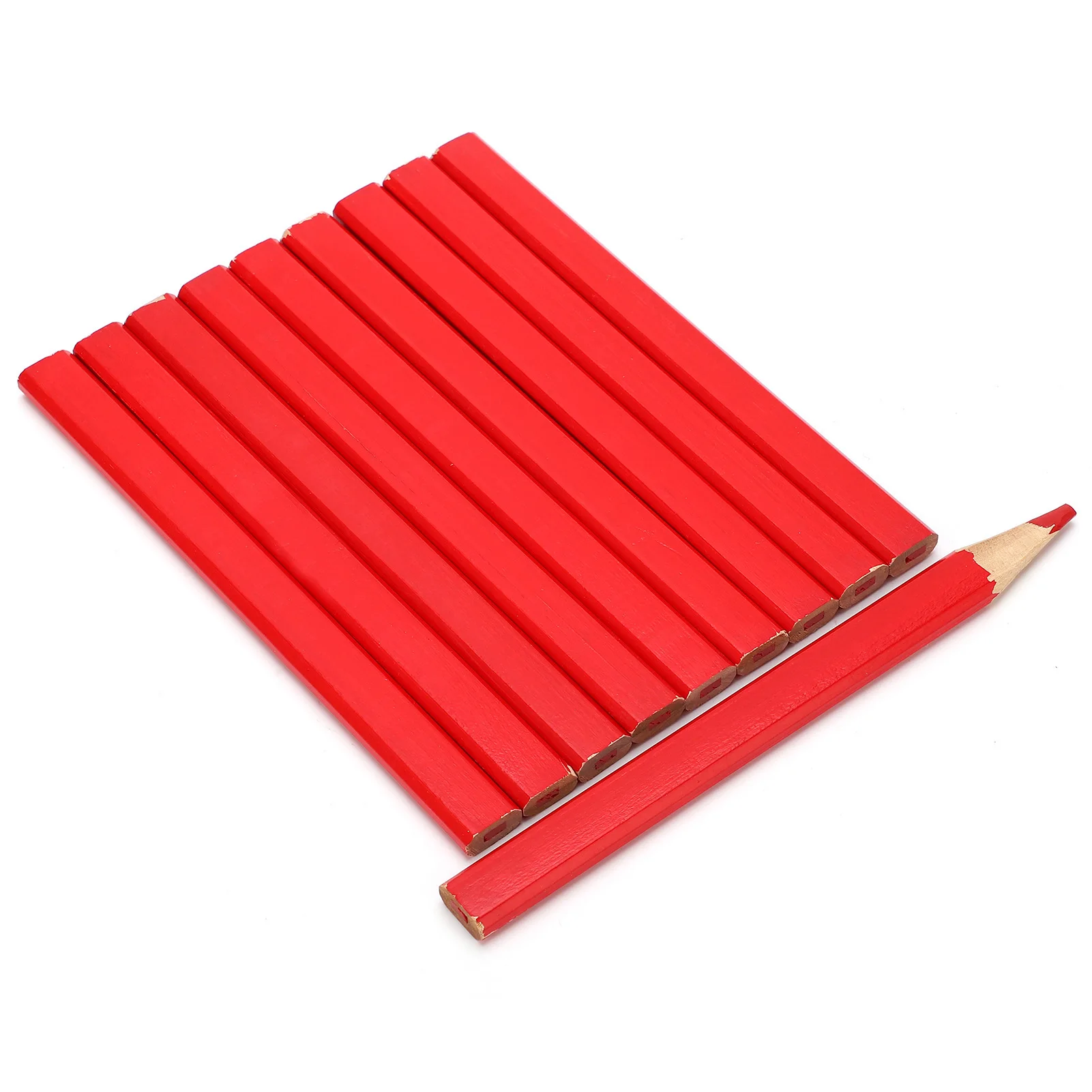 10Pcs 170mm Carpenter Pencils Pine Wood Material Octagonal Shape Builders Pencils Red Core Double Head Design