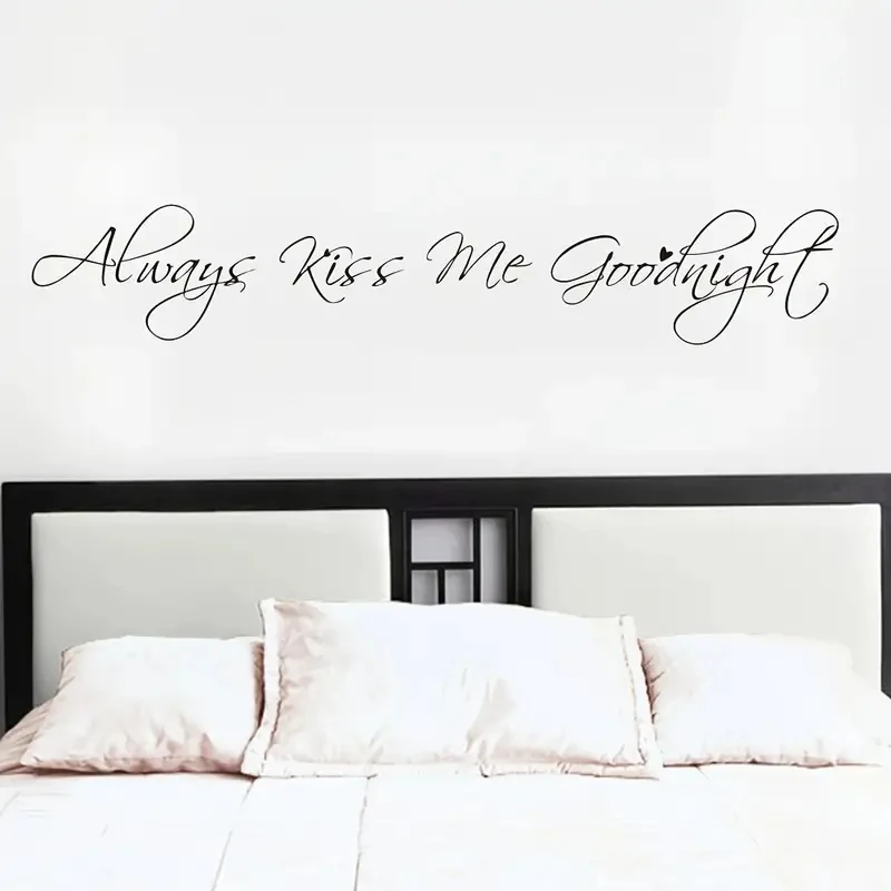 1pc Wall Decal Always Kiss Me Goodnight Sign Wall Decal Bedroom Love Quotes Art Vinyl Stickers Living Room Home Decor