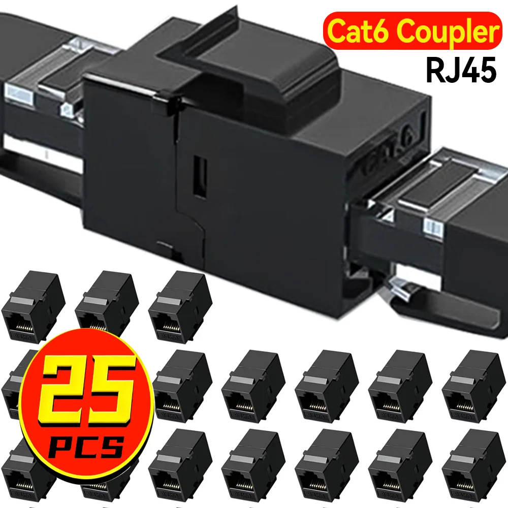 25-1Pcs RJ45 CAT6 Ethernet Coupler Connectors Keystone Jack RJ45 Cat6 Straight-Through Keystone Module Extender Adapter Couplers