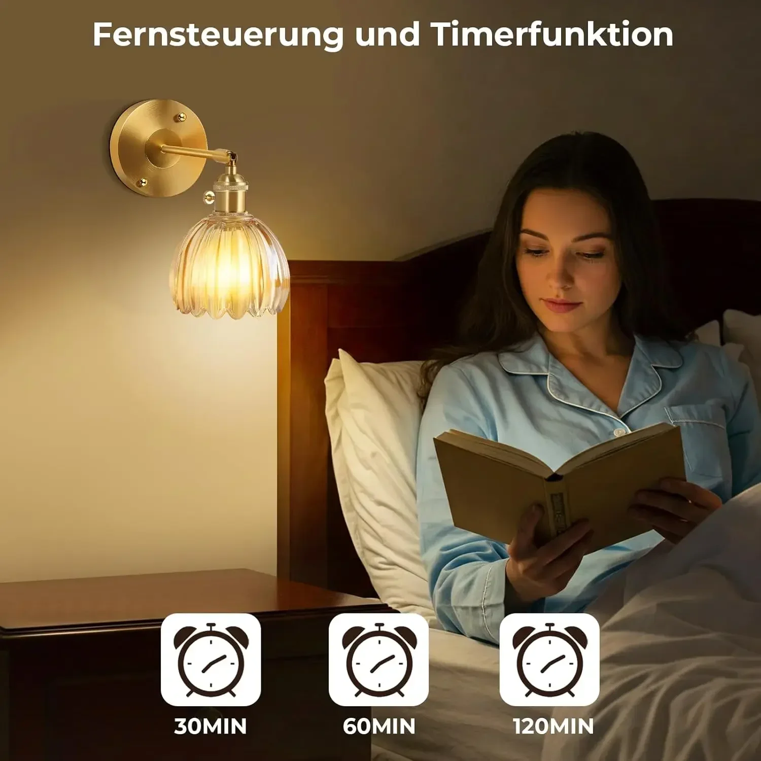 Retro Glass Wall Lamp LED RGB Rechargeable Bulb Wireless Remote Control Tulip Lampshade Bedroom Bedside Study Corridor Lighting