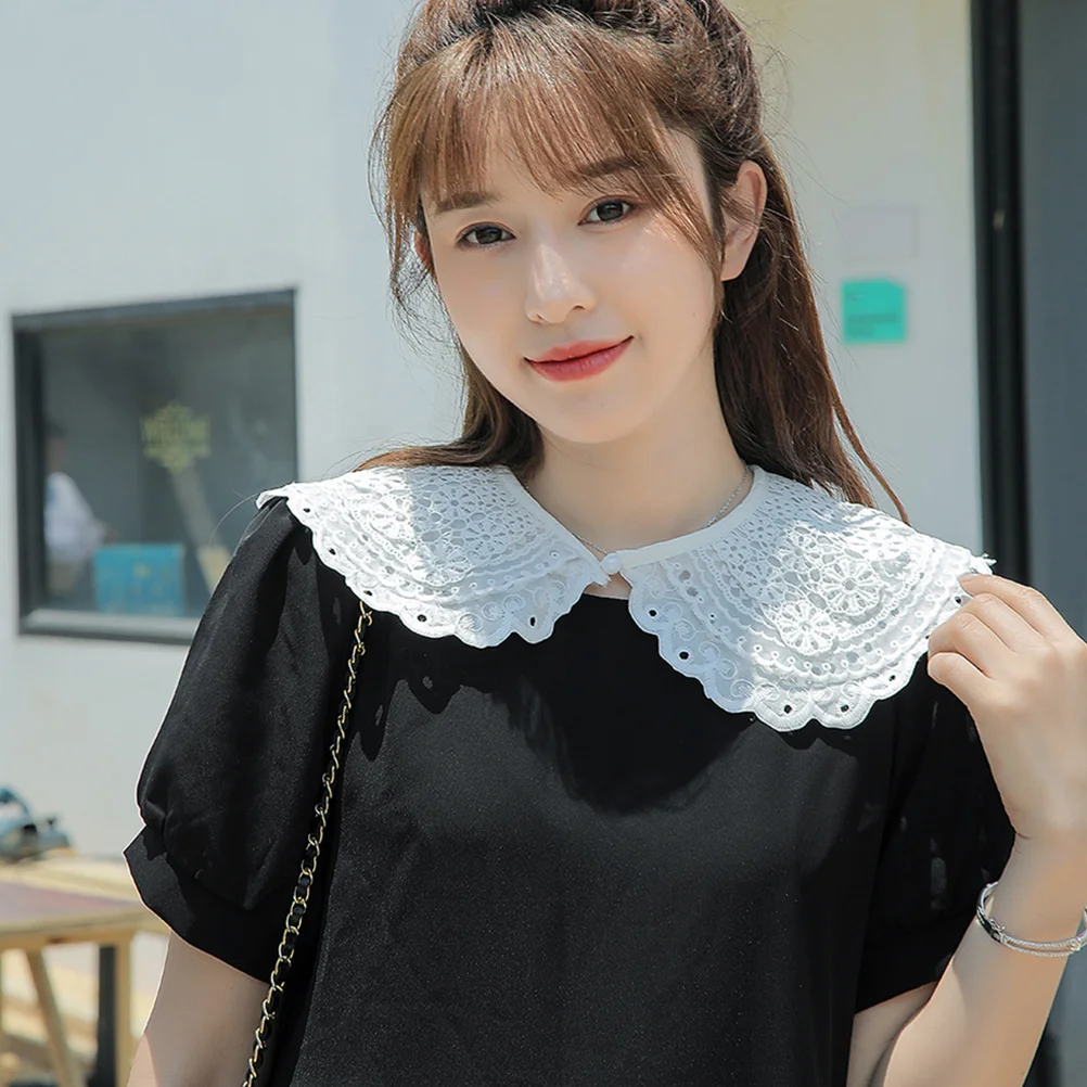 

1Pcs Lace Trim Fake Collar Cotton Bow Collar Lightweight Breathable Neckwear for Women Floral Decorative Shirt Accessory