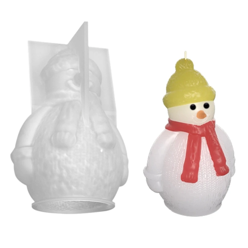 A0NF Snowman Decoration Candle Silicone Mold Epoxy Resin DIY Decoration Making Soap Melt Resin Christmas Home Decorations image 5