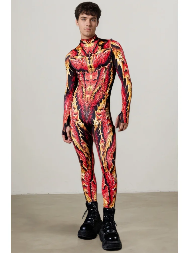 IOOTIANY Unisex Drachenschuppen-Cosplay-Bodysuit Halloween Enger Jumpsuit Cosplay-Kostüm für Paare Party Bühnenshow 2026 – Detail 5