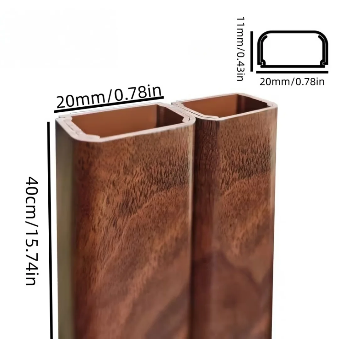1pc Wood Grain Self-Adhesive PVC Cable Trunking, Floor Cord Cover Wire Hider for Cable Management