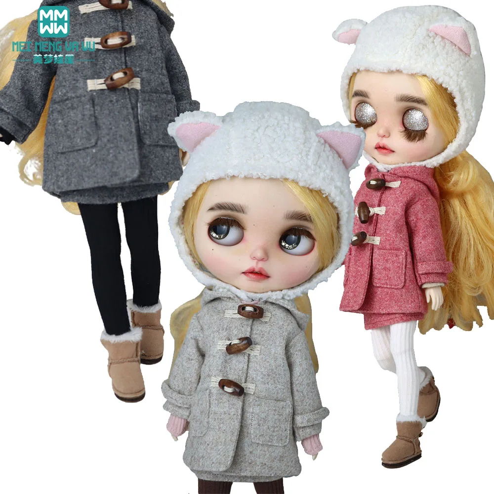 New Blyth Doll clothes Azone Fashion woolen trench coat Fleece jacket Toys Gift