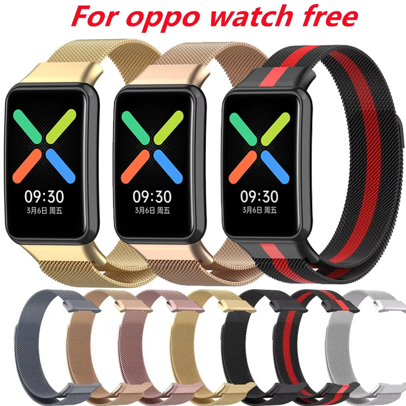 

Магнитный миланский ремешок для часов OPPO, бесплатный металлический ремешок, браслет для часов OPPO, бесплатный NFC, мужской и женский браслет Correa