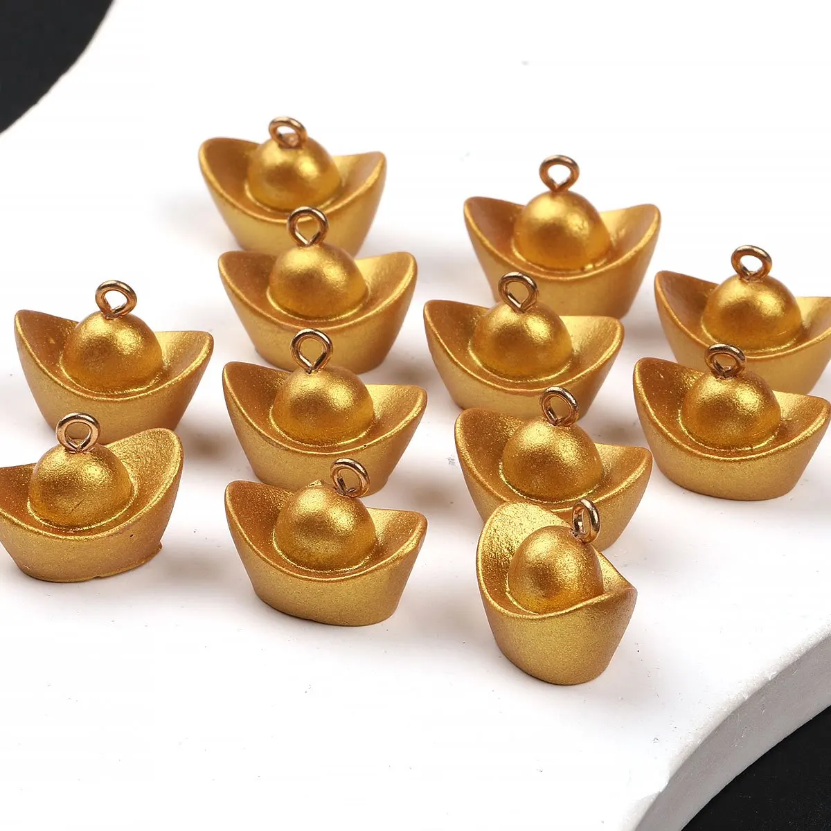 16/32pcs Gold Ingot Acrylic Pendants 11*19mm For DIY Bracelet Necklace Hair Accessories Craft Making