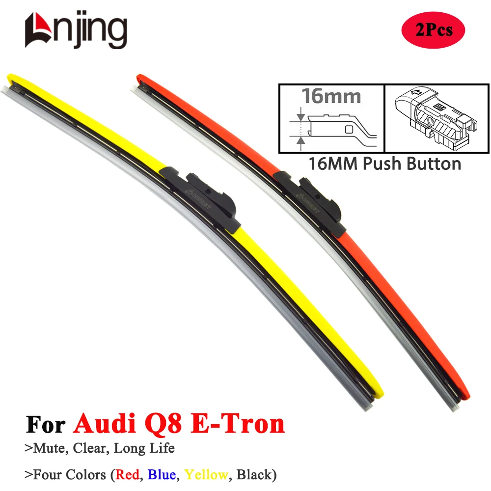 

LNJING Colorful Hybrid Wiper Blades For Audi Q8 E-Tron Sportback 2018 2019 2020 2021 2022 2023 2024 2025 Car Luxury Accessories