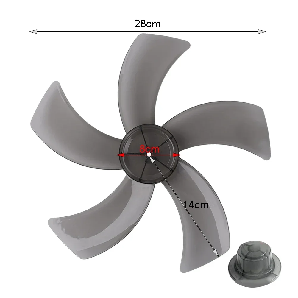 28 cm 5 bladeren plastic ventilatorblad met moerafdekking huishoudelijk staand voetstuk ventilatorblad tafelventilatorblad