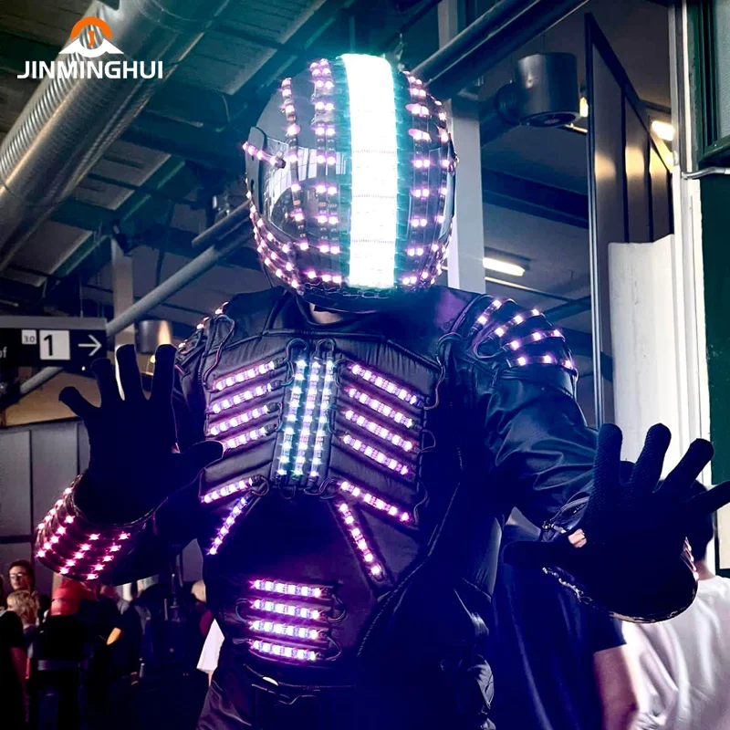 Factory LED Robot Stilts Suit with Laser Gloves for Dance Halloween Club Cosplay Graduation Parties-Party Novelties