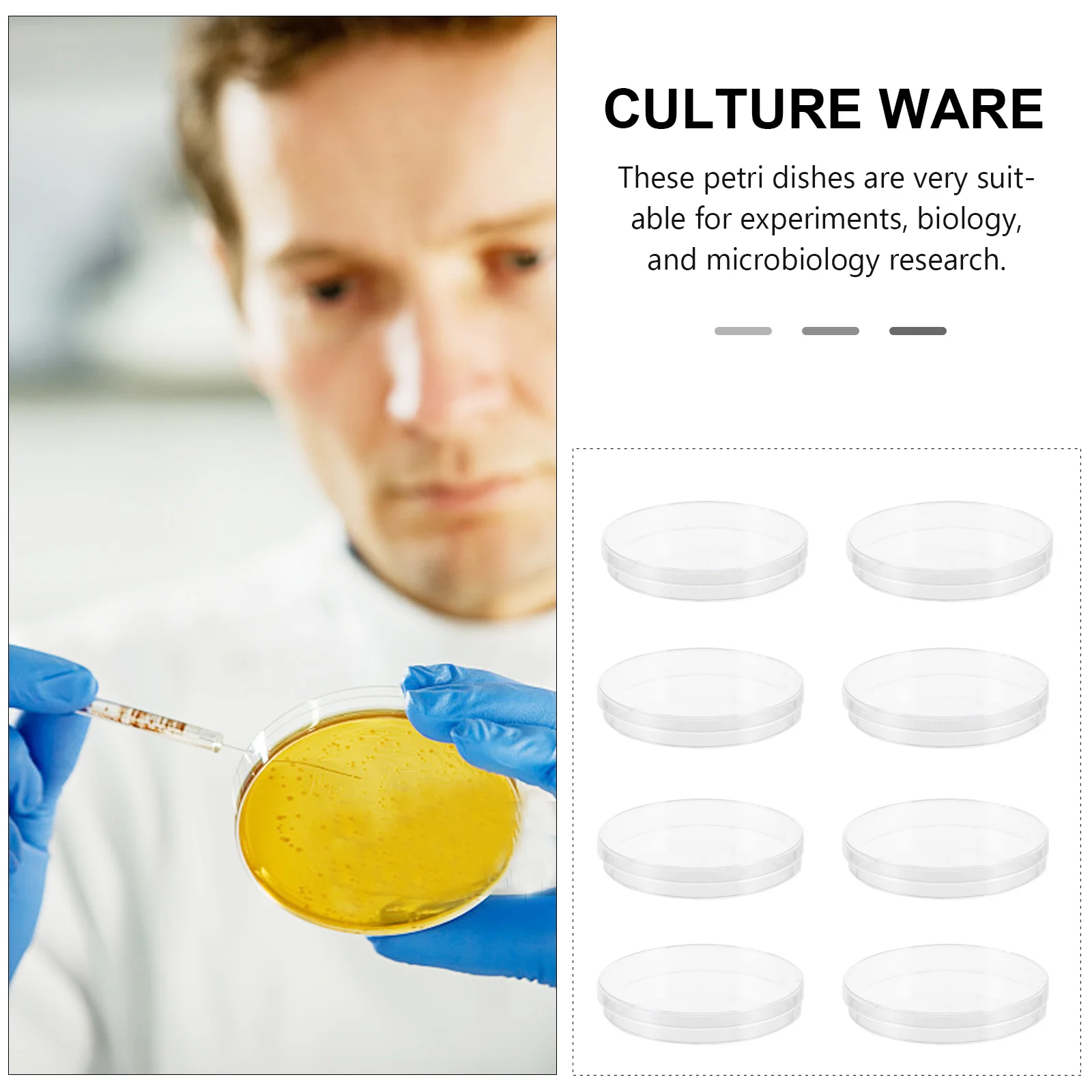 

20Pcs Plastic Petri Dishes 90Mm Clear Reusable Sterile Dishes for Science Lab Research Bacterial Culture and Microorganism