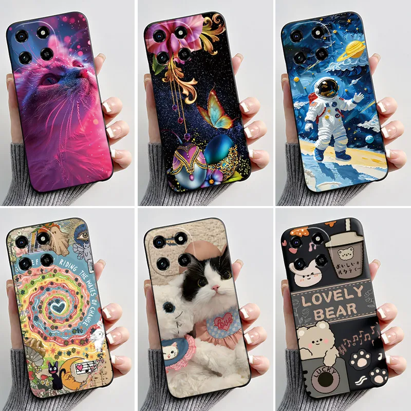 Casing For Blackview Color 6 Color6 Case Aesthetic Cute Cat Cartoon Fashion Black Soft Silicone Back Cover Shockproof Phone Case