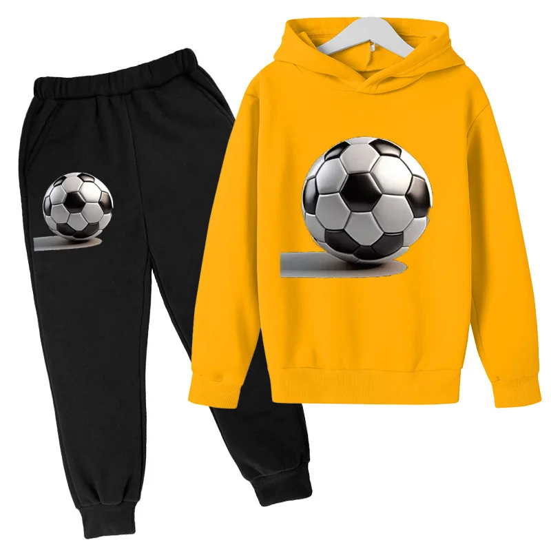 3-12Kids Autumn and Winter Boys' and Girls' Top+Pants Hoodie Set Casual Fashion Sports Football Jogging Hoodie Two Piece Set