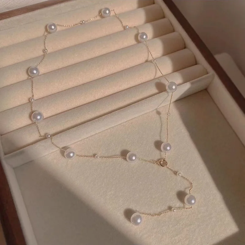 Collana di perle alla moda Y2K per gioielli da donna semplici con catena a forma di Y per la festa