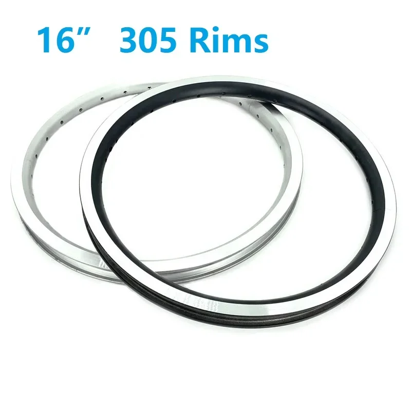 

Folding Bike Rims 16 Inch 305 Aluminum Alloy Double Wall Rim Spoke hole 20 24 28 32 36 Hole Bicycle Wheel Rims