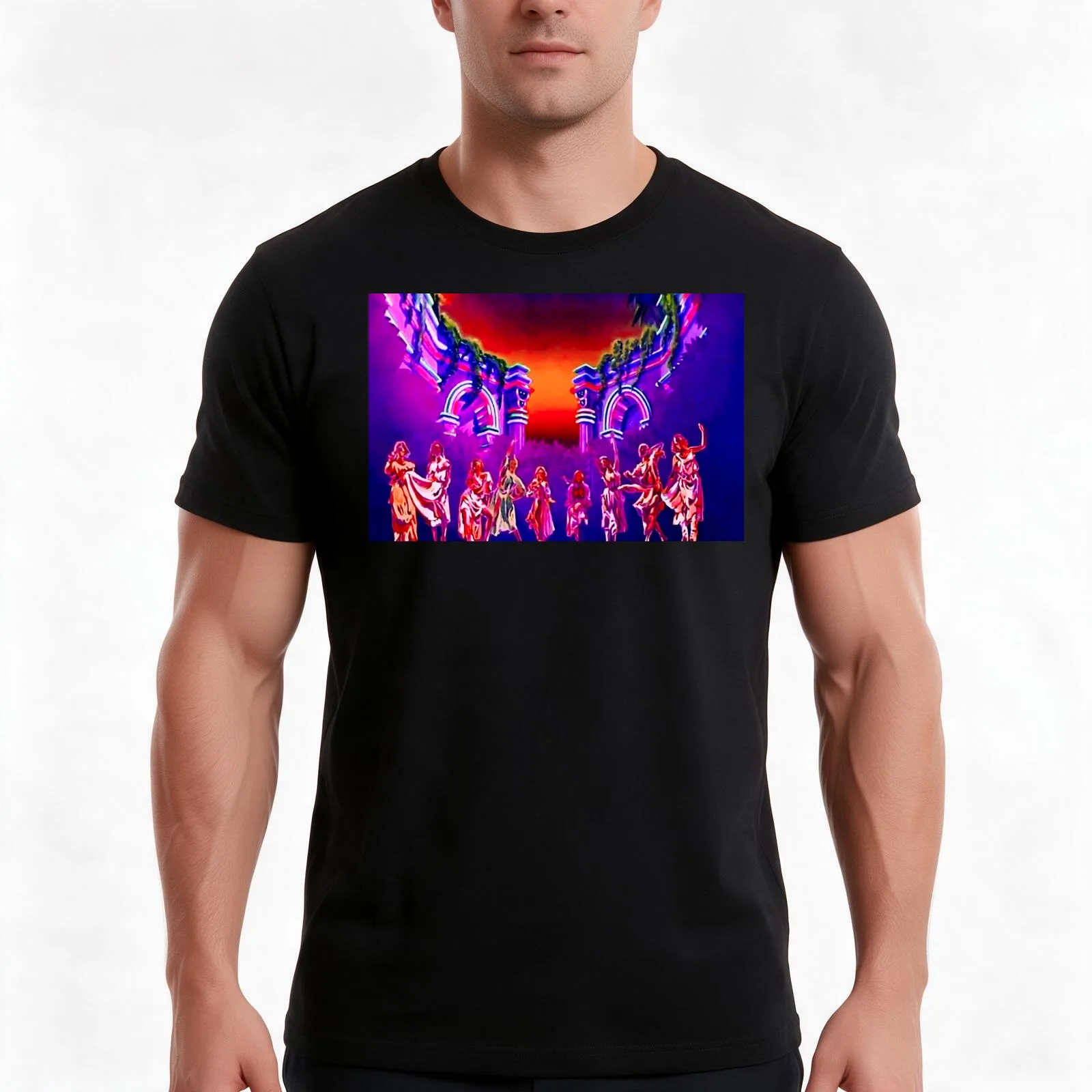 Xanadu - Olivia Newton-John - Mural Designs by PopRetroDisco T-Shirt Summer Casual Cotton Tee Oversized Streetwear Tops