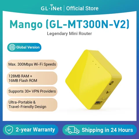 GL.iNet-MT300N-V2(Mango) Mini router tascabile wireless da viaggio portatile - Router/accesso WiFi