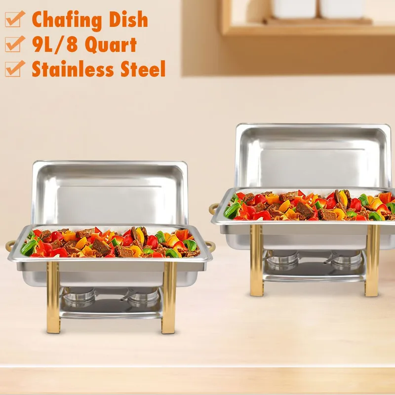 9L Stainless Steel Food Insulation Chafing Food Warmer Dish Heat Tank for Buffet Party Hotel Catering