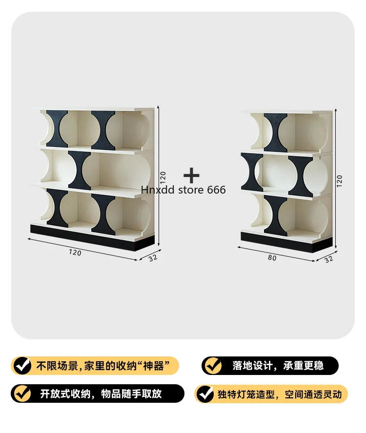 Retro bookshelf floor combination special-shaped cabinet living room entrance display living room side cabinet