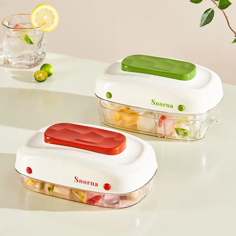 

Household press ice tray household with lid easy to demould quick-freezing ice box large food grade baby food box wholesale