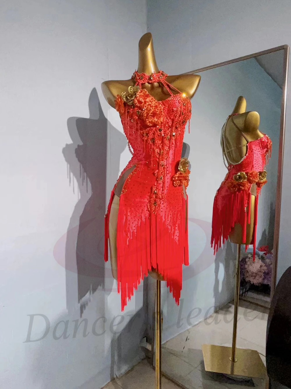 ชุดเต้นรำละติน AB Stone สำหรับผู้หญิง ผู้ใหญ่ และเด็ก ชุดเดรสพู่ดอกไม้สั่งทำระดับไฮเอนด์ ชุดแสดงแซมบ้า