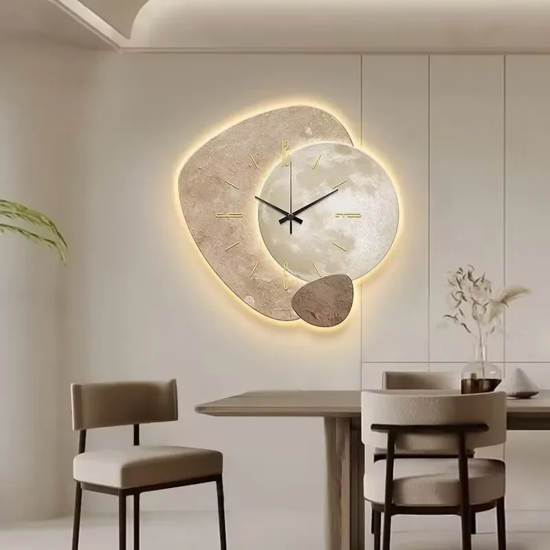 

35CM Wall Clock Living Room Simple Modern Restaurant Creative Clock Hanging Table Hanging Wall Advanced Sense Mural Wall Lamp
