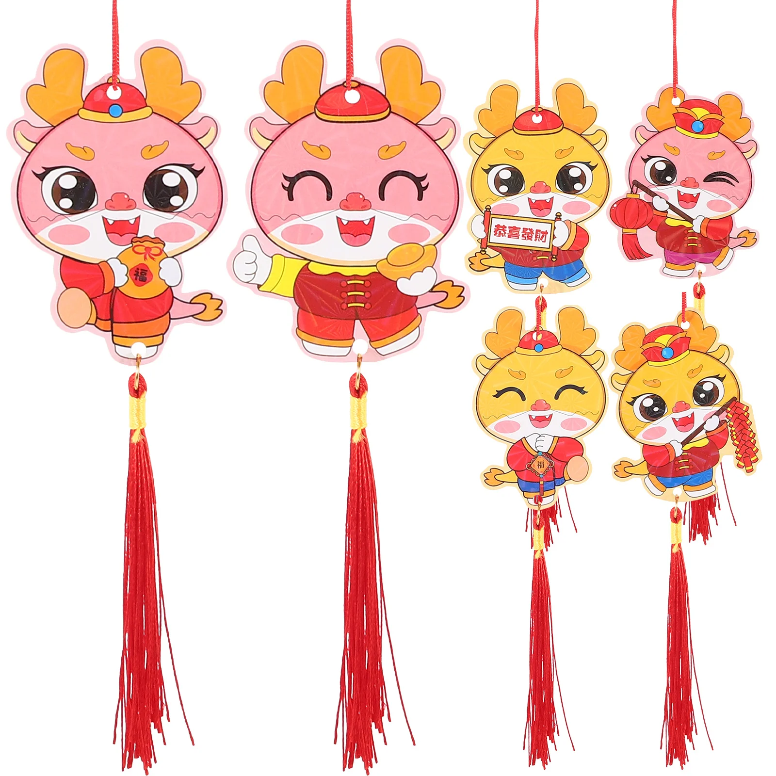 6 قطعة النمط الصيني التقليدي حلي معلقة المعلقات احتفالية مشرقة لحفلة رأس السنة الجديدة مكتب متجر الديكور جدار قابل لإعادة الاستخدام #2