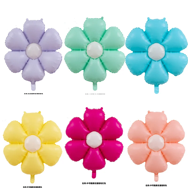 Daisy Flower Theme Foil Balloon Photo Props Cartoon Aluminum Film Balloons Plumeria Helium Ball Wedding Kid Birthday Party Decor