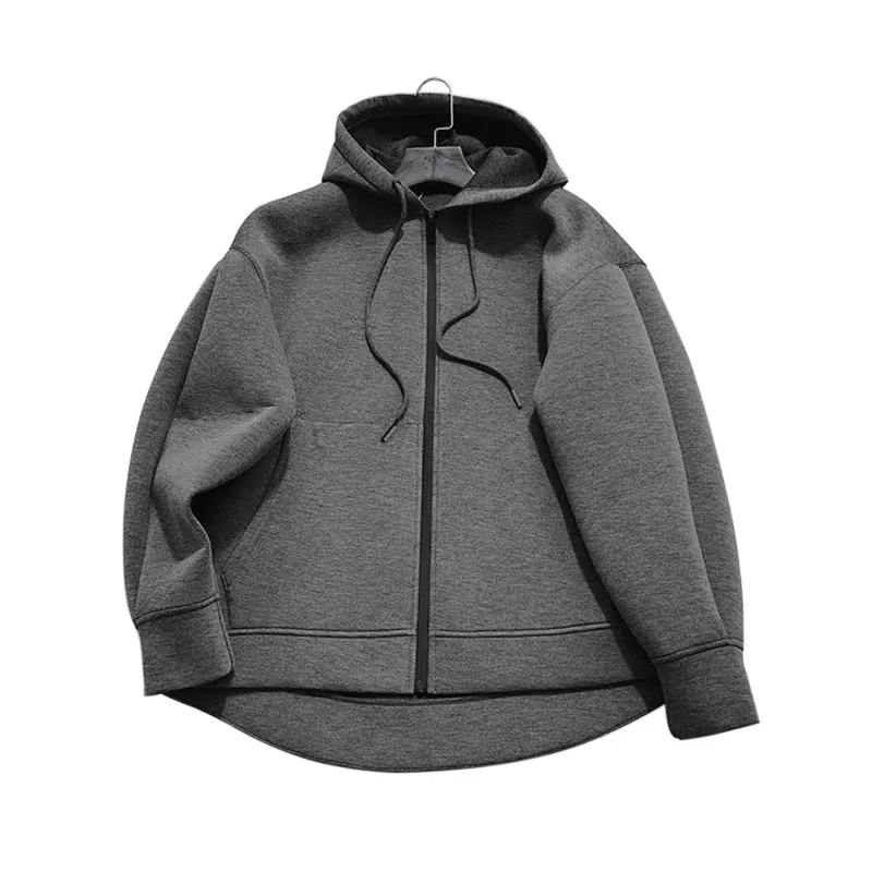 Winter New Women's Zipper Hoodie High Street Unisex style Double Pockets Oversize Loose Sweatshirts Outerwear Top image 2