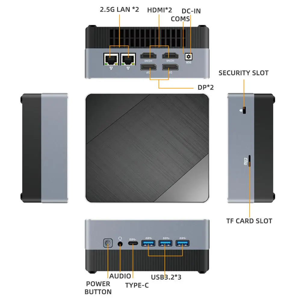 Four Display Mini PC Intel Tiger Lake Corei3 i5 i7 4C/8T Pocket Dual DP HD-MI LAN Type-C WIFI6 DDR4 16GB 1TB NVMe Mini Computer