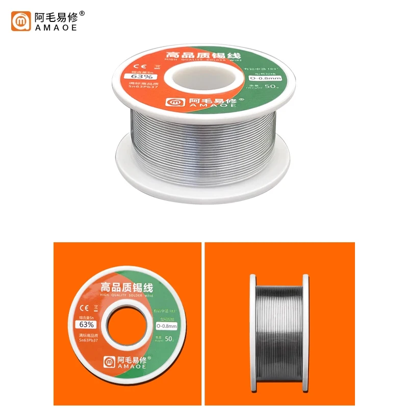 AMAOE الصنوبري الأساسية لحام سلك 55g عالية النقاء Sn63 ٪ Pb37 ٪ 183 درجة مئوية نقطة انصهار القصدير سلك لحام 0.3/0.4/0.5/0.8 مللي متر سلك لحام