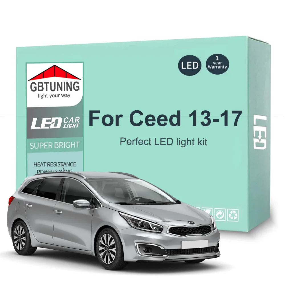 

11Pcs Cars Accessories For KIA Ceed 2 MK2 JD 2013 2014 2015 2016 2017 Canbus Dome License Plate LED Interior Light Bulb Tools