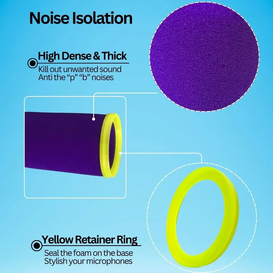 Violet Professional Sound Absorbing Foam Microphone Windscreen Cover Dual Color Yellow Green Retaining Ring for Shure SM7B SM7dB