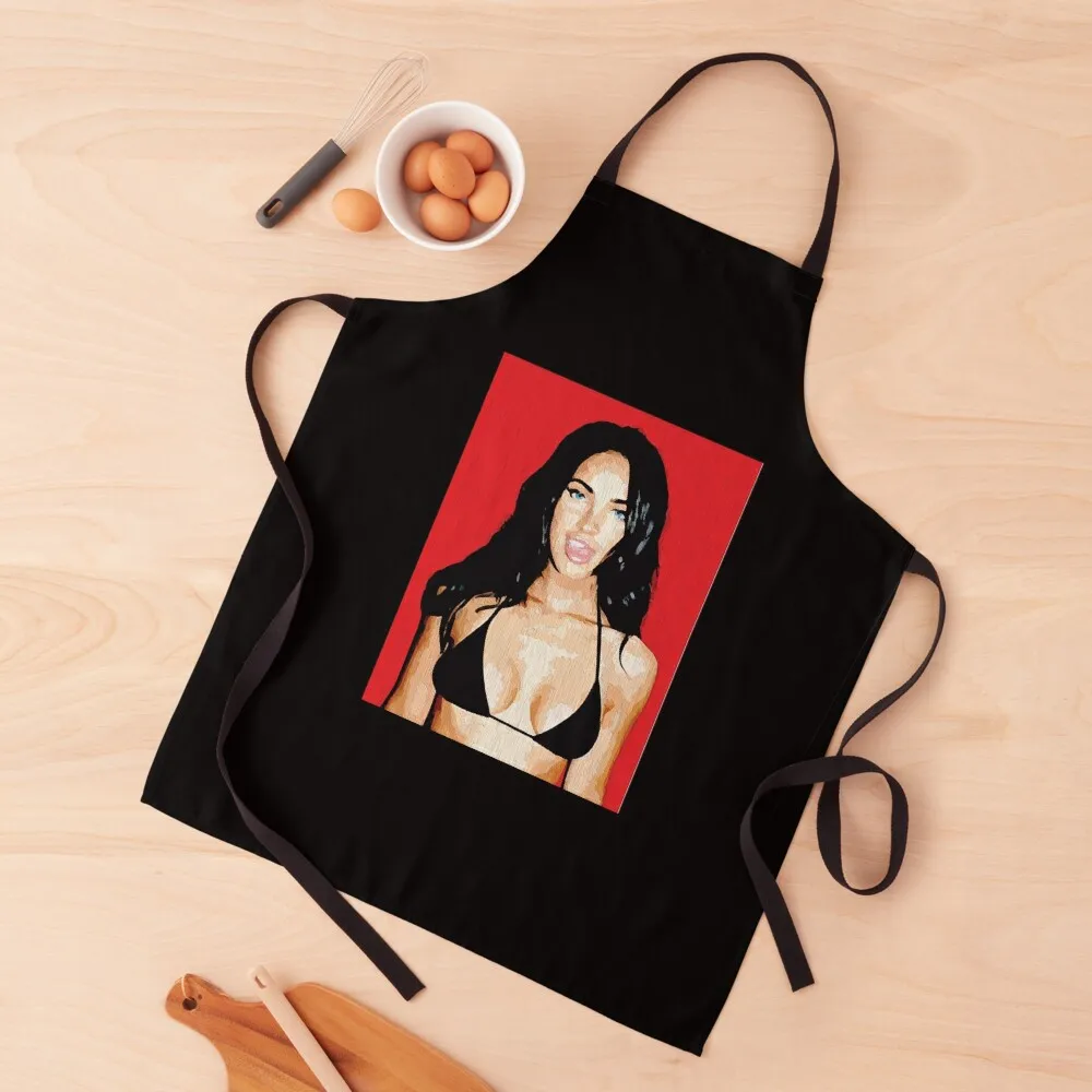 

MEGAN FOX - RED OIL PAINTING Apron Kitchen Front Kitchen Tools Accessories For Hairdresser Bib For Kitchen Apron