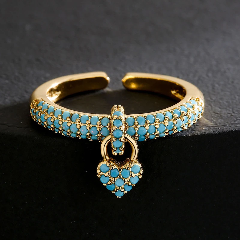 GANPUP Elegante Funkelnde Zirkon-Herz-Charm-Ringe für Damen, Modischer Neuer Trendiger Verstellbarer Ring, Schmuckgeschenk für Party und Urlaub – Detail 3