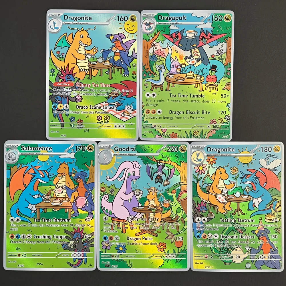 Tarjetas Pokémon PTCG, Ilustraciones Raras Estilo Picnic, Dragonite, Dragapult, Salamence, Goodra, Tarjetas Pokémon, Regalo, Juguete, Colección