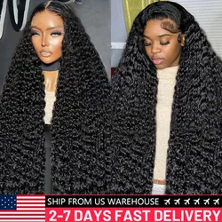200 Density 30 32Inch Deep Wave 13x6 HD Transparent Lace Frontal Wig Human Hair Water Curly 13x4 Lace Front Wigs For Women Bling
