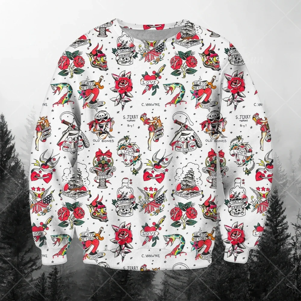 

Autumn men's sportswear 3D figure and animal pattern long sleeved printed T-shirt loose round neck sweatshirt oversized men's to